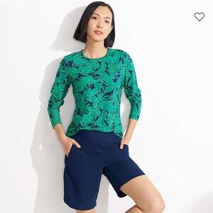 Lands End Long 9" Board Shorts Deep Sea Navy Blue Size 10